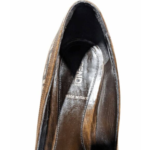 FENDI Zucca FF Leather Logo Platform Pumps Size 38 - Picture 12 of 12